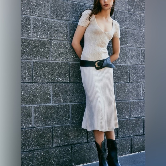 Free People Madsen Midi Cream Sweater Dress NWT M XL Oat milk - Picture 7 of 12